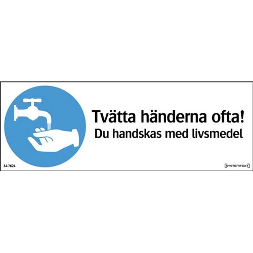Skylt påbud tvätta händerna
