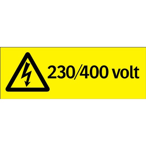 Skylt 230/400 volt