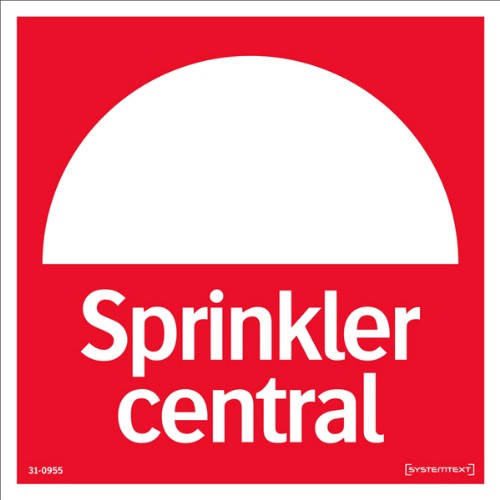 Skylt sprinklercentral Reflex