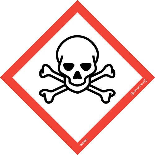 Skylt CLP-symbol giftiga ämnen självhäftande