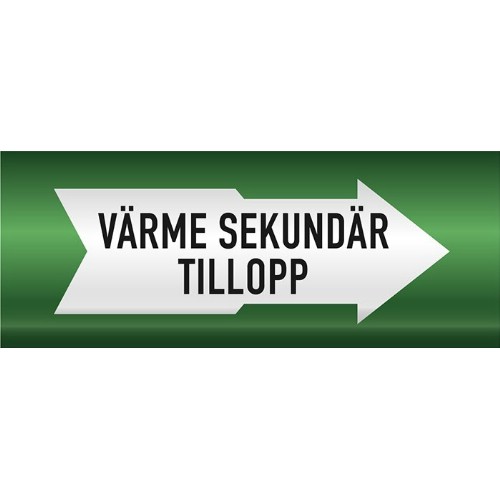 Rörmärkning VVS Värme sekundär tillopp