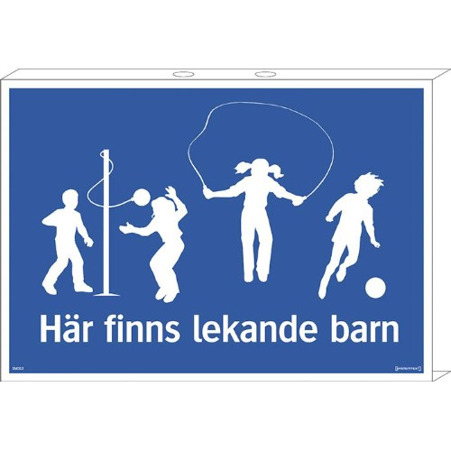 Skylt här finns lekande barn