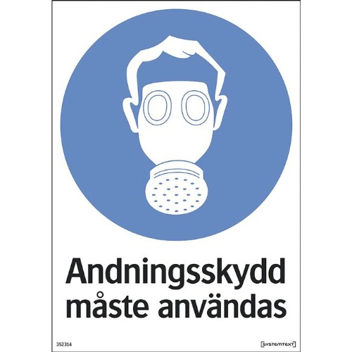 Skylt påbud andningsskydd måste användas