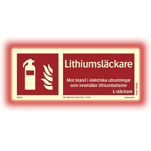 Skylt lithiumsläckare Supernova+ färgefterlysande