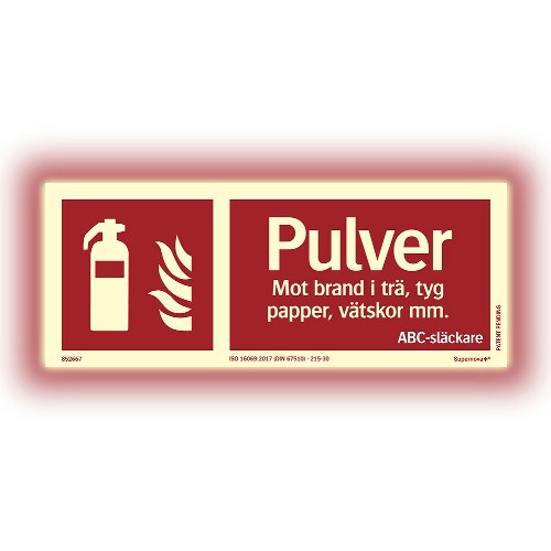 Skylt pulversläckare Supernova+ färgefterlysande