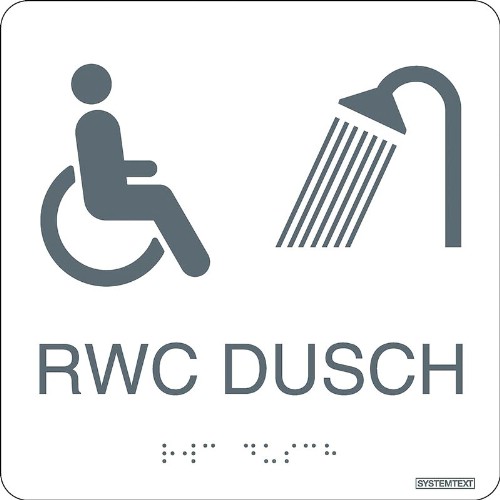 Skylt taktil RWC dusch