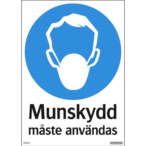 Skylt påbud munskydd måste användas
