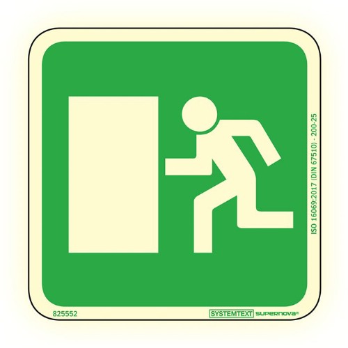 Skylt utrymning symbol vänster Supernova färgefterlysande